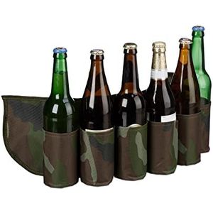 Relaxdays bier gordel camouflage - drankgordel voor 6 blikjes of flesjes - bier riem