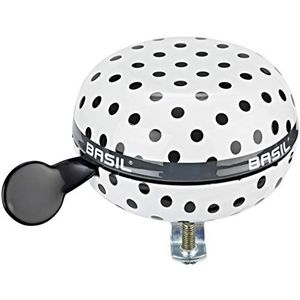 Basil Fietsbel Big Bell Polkadot, wit/zwart, 80 mm