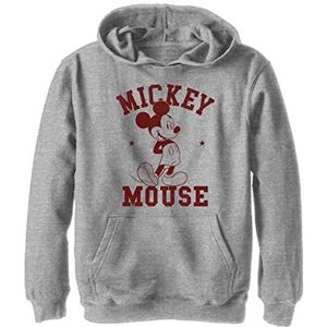 Disney Characters Mickey Goes to College Boy's Hooded Pullover Fleece, Athletic Heather, Small, Athletic Heather, S