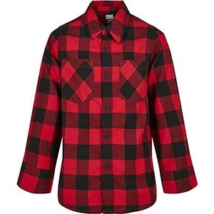 Urban Classics Jongens Boys Checked Flanellen Shirt Shirt, zwart/rood, 158/164 cm