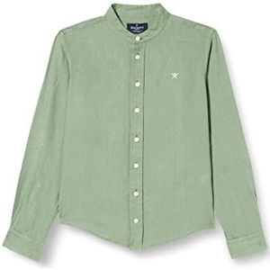 Hackett London Washed Linen Overhemd voor jongens, 6 ftoil groen, 11 Jaren