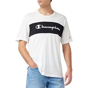 Champion Piping Block Logo T-shirt voor heren, Wit, XXL