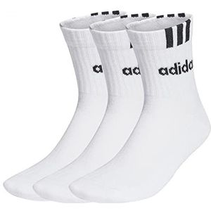 adidas, 3 paar lineaire sokken, 3 strepen, sokken, wit, zwart, XS, volwassenen, uniseks