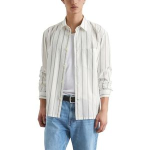 Marc OPolo Denim herenhemd van biologisch katoen met kentkraag, White Multi 01, S