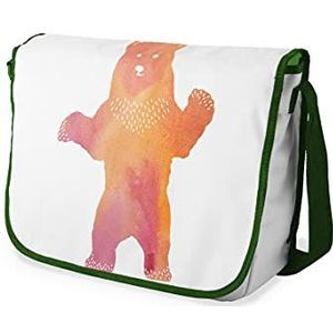 Bonamaison Digitaal bedrukte Messenger schooltas met kaki riem voor meisjes en jongens, boodschappentassen voor scholieren, schoudertassen, grootte: 29x36 cm