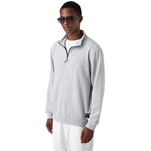 Koton Sweatshirt met opstaande kraag met ritssluiting sweatshirt, grijs melange (grm), L voor heren, Grey Melange (Grm), L