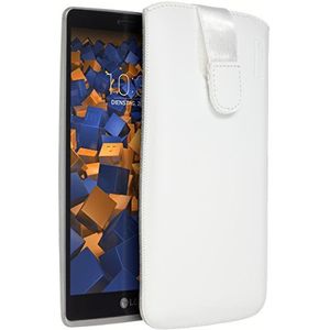 mumbi Echt leren hoesje compatibel met LG G4 Stylus hoes leer tas case wallet, wit