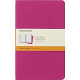 Moleskine Cahier Journal, Set 3 Notebooks met gelijnde pagina's, Kartonnen omslag met zichtbare katoenen Stiching, Kleur Kinetic Roze, Groot 13 x 21 cm, 80 pagina's