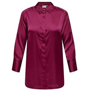 ONLY CARMAKOMA Dames Carhannabell L/S Long Shirt WVN Bf satijnen blouse, rood pruim, 48 NL