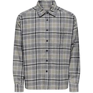 Onselliot Relaxed Cropped Ls Shirt 0347, Grijs pinstripe, XXL