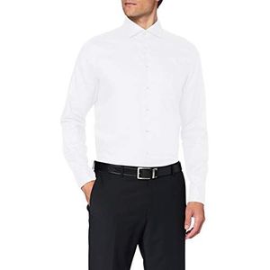 Seidensticker Zakelijk overhemd voor heren, gemakkelijk te strijken, getailleerd overhemd, shaped fit, lange mouwen, kent-kraag, borstzak, 100% katoen, wit, 39