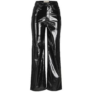 JACK & JONES Jjxx Jxkenya Hw Straight Faux Leather Noos Pants voor dames, zwart/detail: glanzend, M