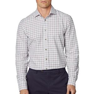 Hackett London Heren Melange Windowpane Shirt, grijs (grijs/roest), XS, Grijs (grijs/roest), XS