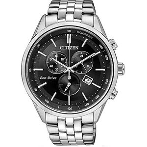 Citizen Herenchronograaf Eco-Drive polshorloge met roestvrij stalen armband, zwart, armband