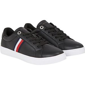 Tommy Hilfiger Dames Essential Stripes Court Sneaker Cupsole, Zwart, 36 EU