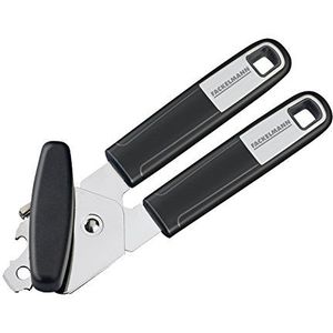 Fackelmann Blikopener 20 cm SENSE met anti-slip en ergonomische soft-touch handgreep, inclusief flesopener, blikopener en flesopener (kleur: zilver/zwart), aantal: 1 stuk