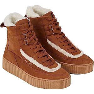 Tommy Hilfiger Dames Essential Lace Up Warmbootie Fw0fw07503 Lage Boot, Bruin Natuurlijke Cognac, 38 EU