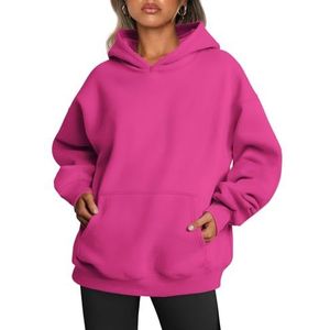 Trendy Queen Womens Oversized Hoodies Fleece Sweatshirts Fall Fashion 2025 Pullover Sweaters Winter Clothes Hot Pink S