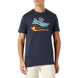 Springfield Heren Camiseta La Ola Shirt met korte mouwen, Azul Oscuro, S