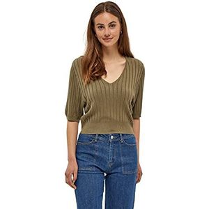 Desires Dames Geisha Rib Pullover met korte mouwen, Zeemeermin Groen, XXL