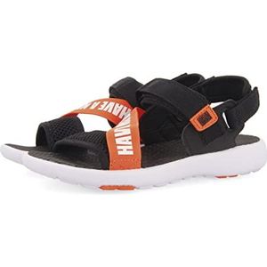GESSATE zwarte sportsandalen met elastische fluor voor kinderen, Zwart, 27 EU