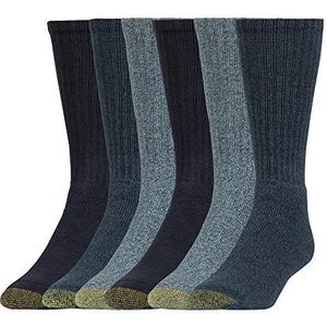 GOLDTOE Men's Harrington Crew Socks, Multipairs, Denim, X-Large