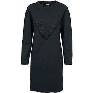 Urban Classics Badstof volant jurk voor dames, Zwart, XS
