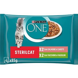 Purina One Sterilcat - Food saus filets voor gesteriliseerde katten, zalm en kalkoen, 48 zakjes van 85 g