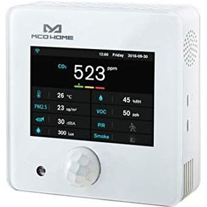 MCO Home Z-Wave Plus A8-9 multi-sensor, temperatuursensor, vochtigheid, PM2,5, CO2, VOC, PIR, verlichting, lawaai, rook, wit