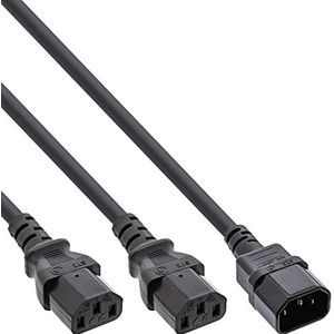 InLine 16657K netsnoer, Y-kabel, koude apparaten, 1x IEC-C14 op 2x IEC-C13, 3m, zwart