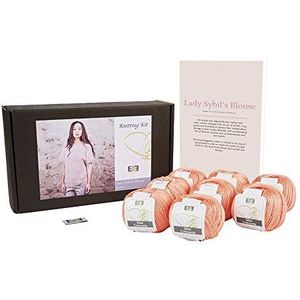 DesignEtte Lady Sybil's Volwassenen Breien Kit 100 procent gemerceriseerd Egyptische katoen wol garen ballen en patroon in een set Beginner Starter Handcrafts Pack Box 50g≈127m/5ply Mandarijn 56, M
