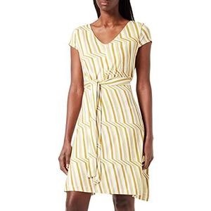 TOM TAILOR Dames Jersey-jurk met patroon en ceintuur 1026052, 26897 - Green Watercolor Stripe, 42