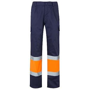 Velilla 157 - Broek met hoge zichtbaarheid (maat XL) kleur donkerblauw en fluororanje