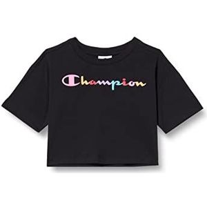Champion Legacy American Classics Croptop Oversized S/S Logo T-shirt voor meisjes, zwart, 3-4 jaar