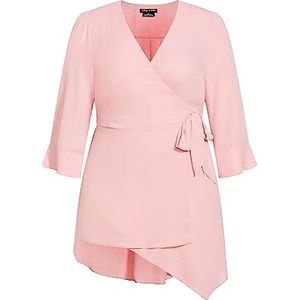 CITY CHIC Dames Plus Size Top Shibara Vibes Blouse, Rosé, 46 grote maten