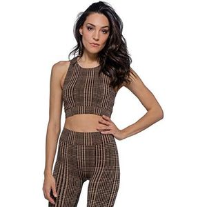 Heart And Soul Sportivo Donna-Houndstooth sportbeha voor dames, zwart, M-L