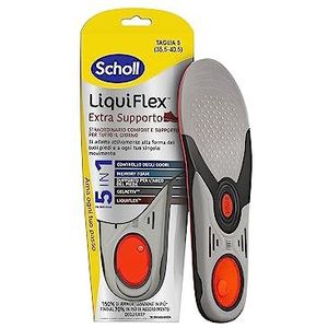 Scholl Liquiflex Extra houder, verstelbare inlegzolen tegen geur van traagschuim met 5-in-1 technologie voor werkschoenen, laarzen en schoenen, maat S (35,5-40,5)