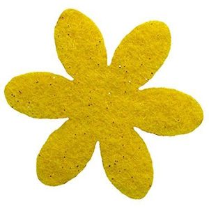 Petra's Knutsel-News 100 x bloem 35 mm, glittervilt, eenzijdig glitter, fliz, geel, 18 x 12 x 5 cm