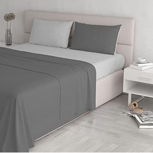 Italian Bed Linen Natural Color beddengoedset, 100% katoen, lichtgrijs/rook, dubbel