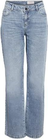 Noisy may - NMNILA LW WIDE JEANS - Light Blue Denim - Low Rise Jeans