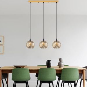 Opviq Elegante gouden kroonluchter, verstelbare hoogte 37-117 cm, metalen behuizing, 100 x 25 cm, 3 x E27-fitting, perfect voor moderne woonruimtes, stijlvolle verlichtingsoplossing