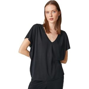 Koton Dames V-hals T-shirt Modal Blended, zwart (999), S