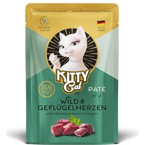 KITTY Cat Paté Wild & gevogelte harten, 48 x 85 g (grote verpakking), natvoer voor katten, graanvrij kattenvoer met taurine en zalmolie, compleet voer met een hoog vleesgehalte, Made in Germany
