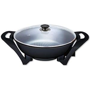 OHMEX OHM-WOK-5050 Elektrische wok, 1500 W, diameter 33 cm, instelbare thermostaat, voor spring-, stoof-, frituur- of stoomkoken
