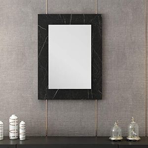 Homemania spiegel, spaanplaat, melamine, zwart, chroom, 45 x 1,8 x 60 cm