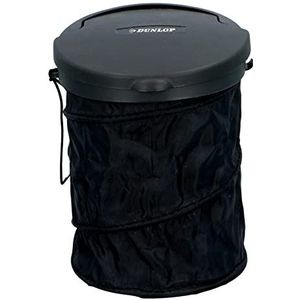 Dunlop Car Waste Bin - opvouwbaar - Ø 16 cm - met deksel - voor het dashboard of de vloer