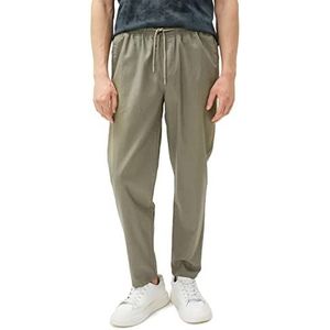 Koton Herenbroek, linnen blend, met trekkoord en zakken, gedetailleerde broek, kaki (876), 38