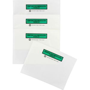 Unipapel 250 zelfklevende documentvakken van transparant papier, buitenkant: 240 x 130 mm, binnenkant: 228 x 120 mm, met notitie, documentatie, 100% eco-papier, perfect voor paklijst
