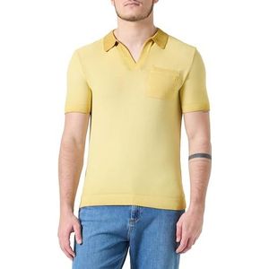 Replay Heren regular fit trui met korte mouwen met kraag van katoen, 645 Tuscany Yellow, L