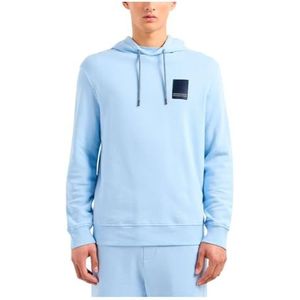 Armani Exchange Men's Milano Edition Full Zip Hoodie met logo patch Placid Blue, XL, Placid Blue, XL